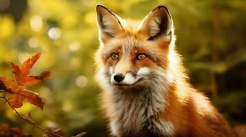 close up of cute red fox in nature photo
