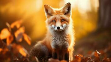 close up of cute red fox in nature photo