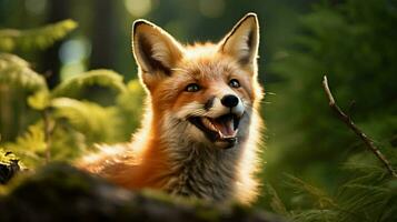 close up of cute red fox in nature photo