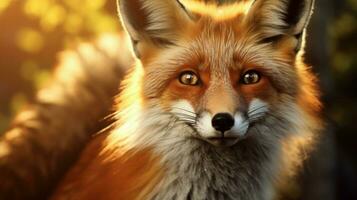 close up of cute red fox in nature photo