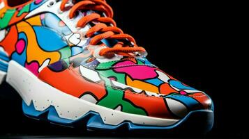 close up of multi colored sports shoe modern design photo