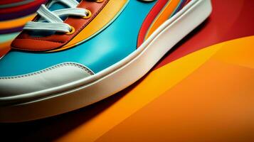 close up of multi colored sports shoe modern design photo
