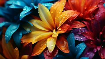 close up of wet vibrant flower petals photo