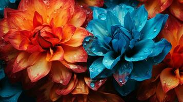 close up of wet vibrant flower petals photo