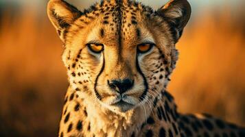 close up portrait of majestic cheetah staring photo