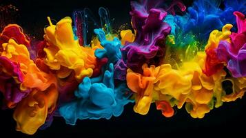 colorful paint on a black background photo