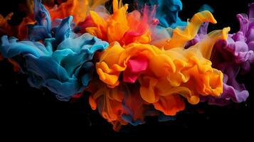 colorful paint on a black background photo