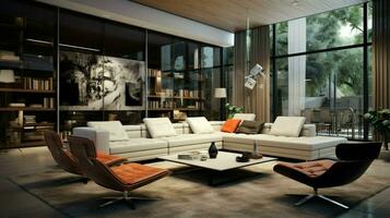 comfortable modern living room with elegant design photo