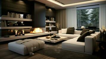 cómodo moderno vivo habitación con elegante diseño foto