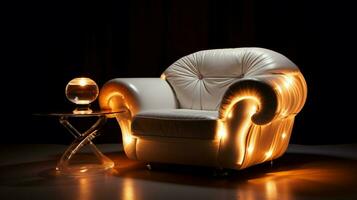 comfortable modern sofa luxury armchair illuminated photo