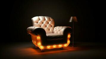 comfortable modern sofa luxury armchair illuminated photo