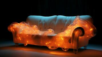 cómodo sofá iluminado por moderno eléctrico lamparas foto