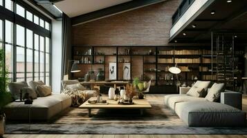 cozy modern loft with comfortable design elements photo