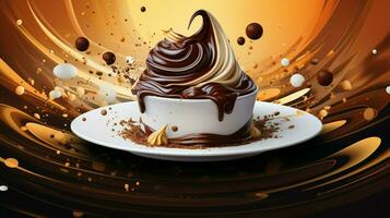 creamy chocolate dessert on abstract background photo