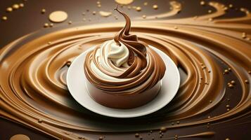 creamy chocolate dessert on abstract background photo