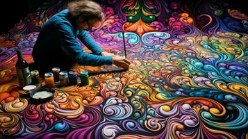 creativo artistas a trabajo pintura vistoso patrones foto