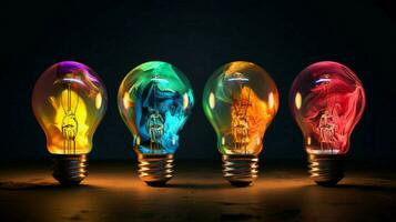 creative bulb with paint colors photo