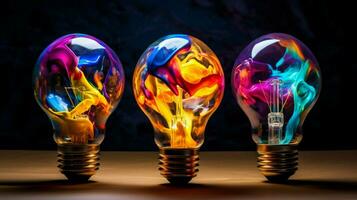 creative bulb with paint colors photo