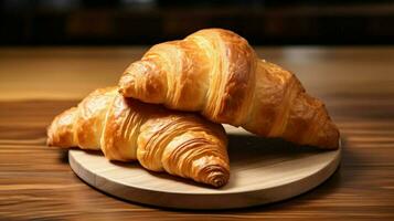 croissant french food meal table snack bread freshness photo
