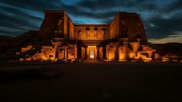 cultural symbols illuminated in ancient architecture photo