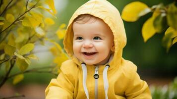 cute baby boy playing outdoors smiling with innocence photo