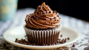 cute homemade cupcake with chocolate icing a sweet photo