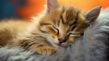 cute kitten sleeping fur softness whisker close up nature photo