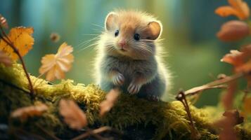 cute mammal in nature small rodent with fluffy fur photo