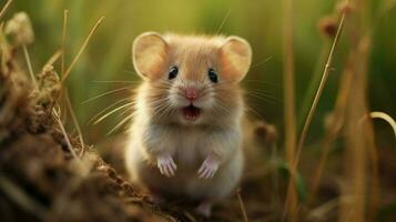 cute mammal in nature small rodent with furry whiskers photo