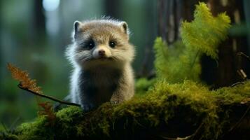 cute mammal looking outdoors small fur animal in the forest photo