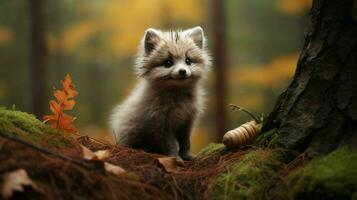 linda mamífero mirando al aire libre pequeño piel animal en el bosque foto