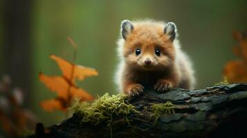 cute mammal looking outdoors small fur animal in the forest photo