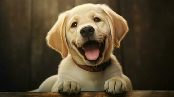 cute purebred dog labrador puppy sitting looking at camera photo