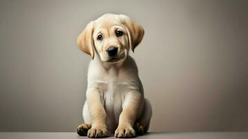 cute purebred dog labrador puppy sitting looking at camera photo