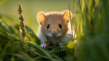 cute small mammal sitting in grass looking at you outdoor photo