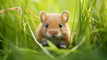 cute small mammal sitting in grass looking at you outdoor photo