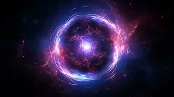 dark nebula glowing sphere orbits starry milky way photo