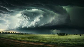 oscuro cielo terminado paisaje ominoso tormenta que se acerca foto