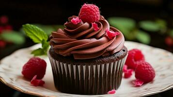 decadent chocolate raspberry cupcake a sweet indulgence photo