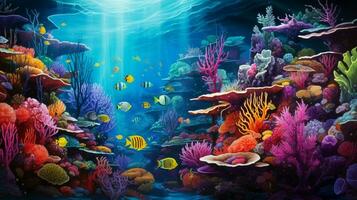 deep below a colorful reef teems with life photo