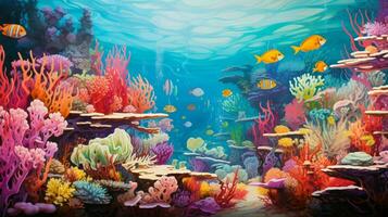 deep below a colorful reef teems with life photo