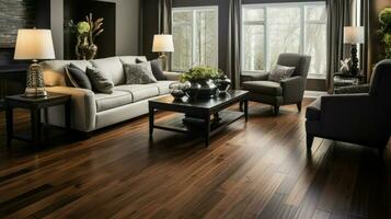 domestic room with modern design wood flooring photo