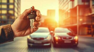 driver holding car key ready to drive photo