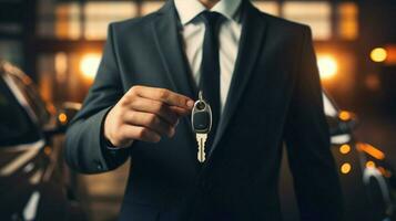 driver holding car key ready to drive photo