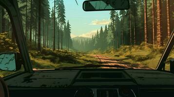 driving off road adventure through forest and meadow photo
