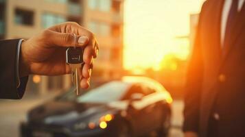 driver holding car key ready to drive photo