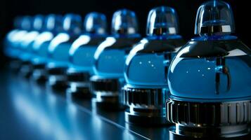 electric mixer knobs in a row illuminated blue photo