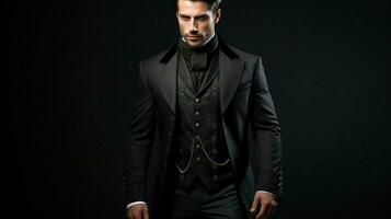 elegance in black men suit and coat photo