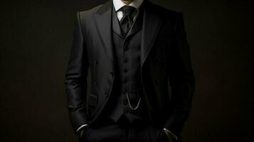 elegance in black men suit and coat photo