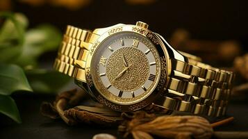 elegancia en oro lujo reloj para éxito foto